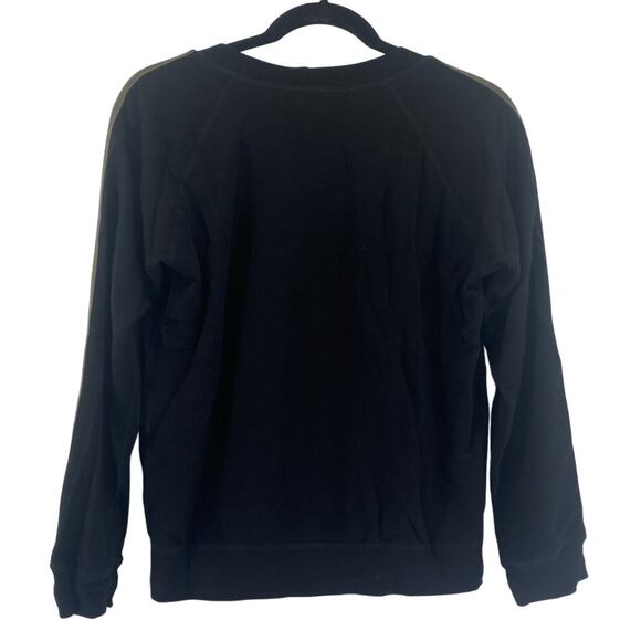Monrow Light Sweatshirt Stripes On Sleeves Women’s Small Cotton Blend Black